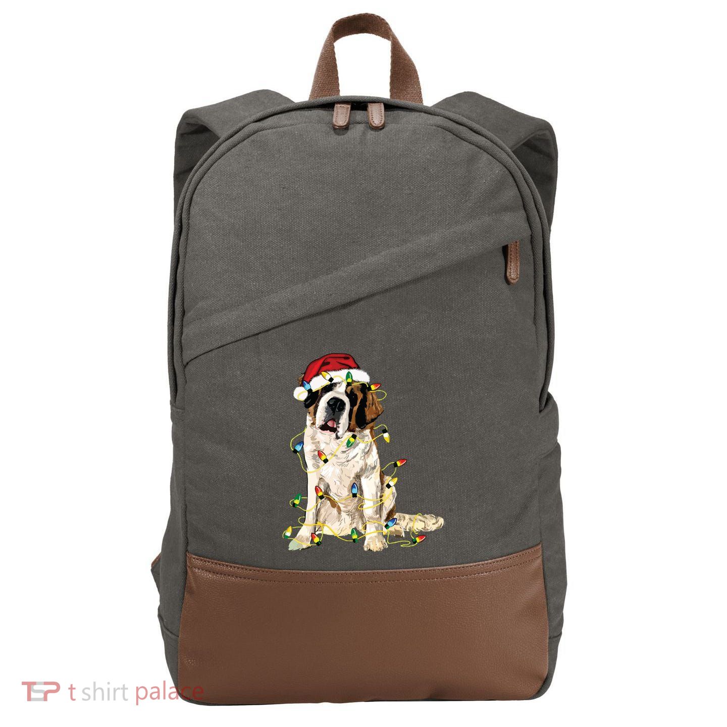 Christmas Dog Cute Christmas Gift For Dog Lover Cotton Canvas Backpack