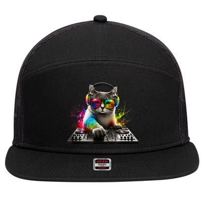 Cat DJ 7 Panel Mesh Trucker Snapback Hat