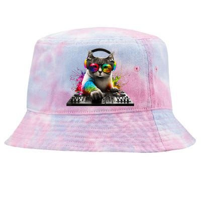 Cat DJ Tie-Dyed Bucket Hat