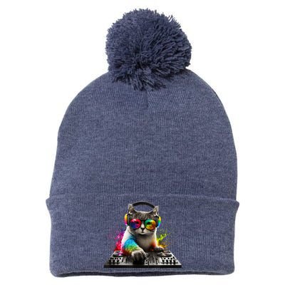 Cat DJ Pom Pom 12in Knit Beanie