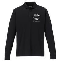 Cessna Distressed Performance Long Sleeve Polo