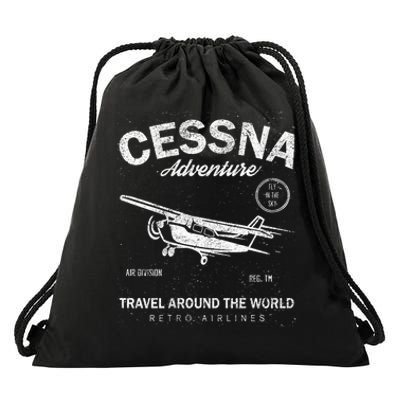 Cessna Distressed Drawstring Bag