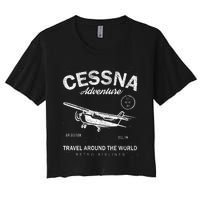 Cessna Distressed Women's Crop Top Tee