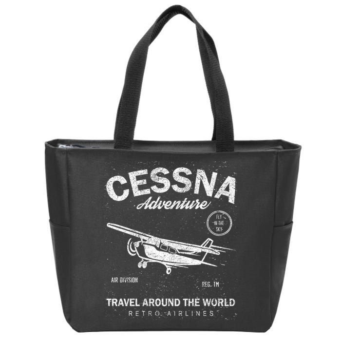 Cessna Distressed Zip Tote Bag