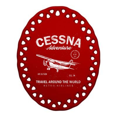 Cessna Distressed Ceramic Oval Ornament