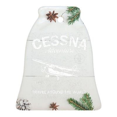 Cessna Distressed Ceramic Bell Ornament