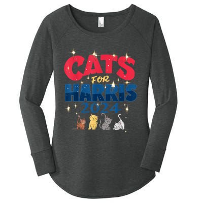 Cat Design Cats For Kamala Funny Harris Supporter Women's Perfect Tri Tunic Long Sleeve Shirt