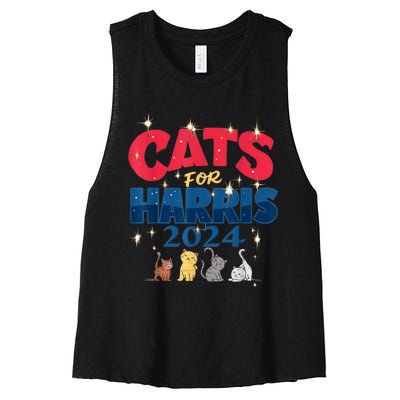 Cat Design Cats For Kamala Funny Harris Supporter Women's Racerback Cropped Tank