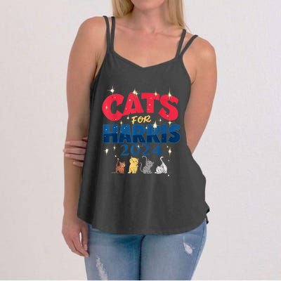 Cat Design Cats For Kamala Funny Harris Supporter Women's Strappy Tank