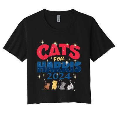 Cat Design Cats For Kamala Funny Harris Supporter Women's Crop Top Tee