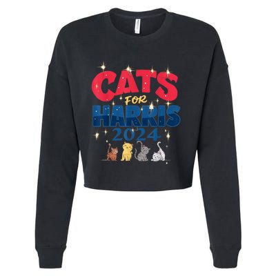 Cat Design Cats For Kamala Funny Harris Supporter Cropped Pullover Crew