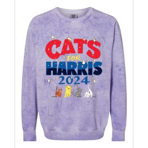 Cat Design Cats For Kamala Funny Harris Supporter Colorblast Crewneck Sweatshirt