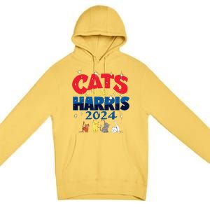 Cat Design Cats For Kamala Funny Harris Supporter Premium Pullover Hoodie