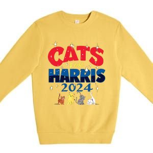 Cat Design Cats For Kamala Funny Harris Supporter Premium Crewneck Sweatshirt