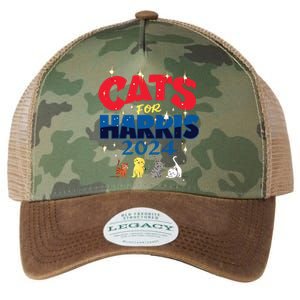 Cat Design Cats For Kamala Funny Harris Supporter Legacy Tie Dye Trucker Hat