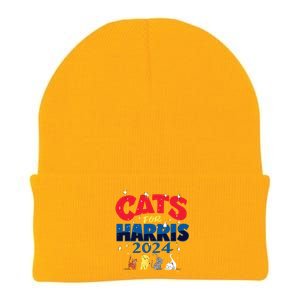 Cat Design Cats For Kamala Funny Harris Supporter Knit Cap Winter Beanie