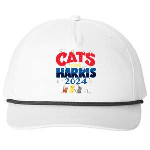 Cat Design Cats For Kamala Funny Harris Supporter Snapback Five-Panel Rope Hat