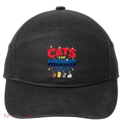 Cat Design Cats For Kamala Funny Harris Supporter 7-Panel Snapback Hat