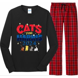 Cat Design Cats For Kamala Funny Harris Supporter Long Sleeve Pajama Set