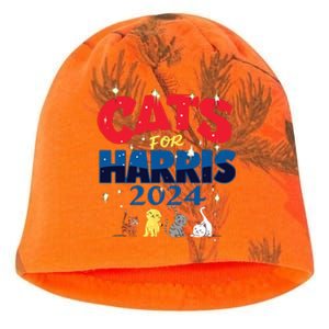 Cat Design Cats For Kamala Funny Harris Supporter Kati - Camo Knit Beanie