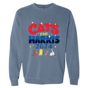 Cat Design Cats For Kamala Funny Harris Supporter Garment-Dyed Sweatshirt