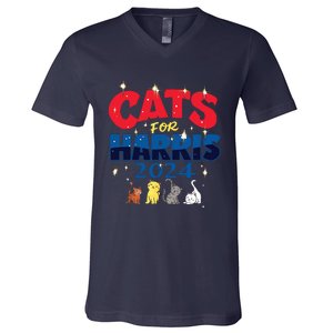 Cat Design Cats For Kamala Funny Harris Supporter V-Neck T-Shirt