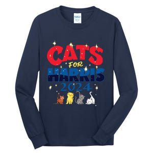 Cat Design Cats For Kamala Funny Harris Supporter Tall Long Sleeve T-Shirt