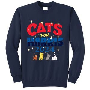 Cat Design Cats For Kamala Funny Harris Supporter Tall Sweatshirt