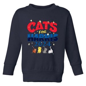 Cat Design Cats For Kamala Funny Harris Supporter Toddler Sweatshirt