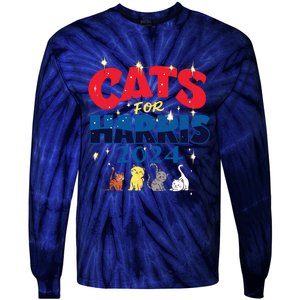 Cat Design Cats For Kamala Funny Harris Supporter Tie-Dye Long Sleeve Shirt