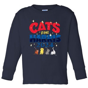 Cat Design Cats For Kamala Funny Harris Supporter Toddler Long Sleeve Shirt