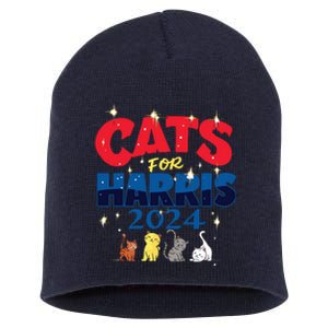 Cat Design Cats For Kamala Funny Harris Supporter Short Acrylic Beanie