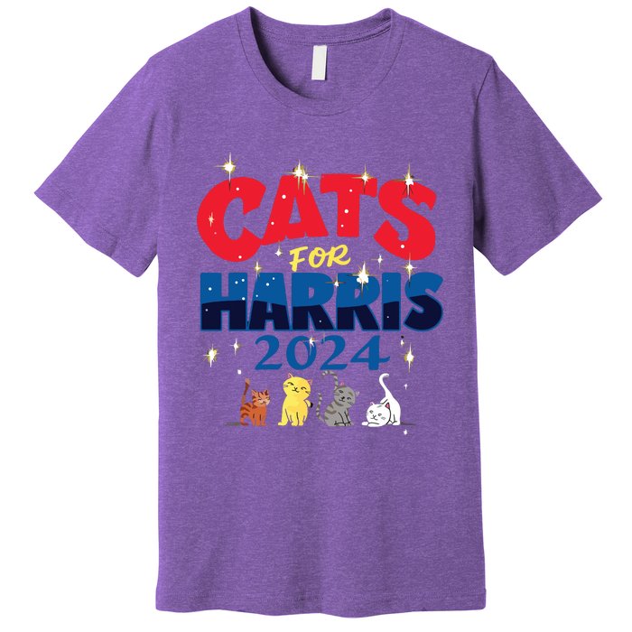 Cat Design Cats For Kamala Funny Harris Supporter Premium T-Shirt