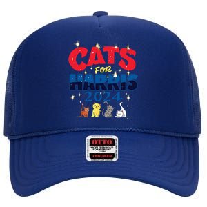 Cat Design Cats For Kamala Funny Harris Supporter High Crown Mesh Back Trucker Hat