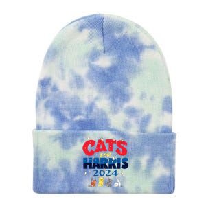 Cat Design Cats For Kamala Funny Harris Supporter Tie Dye 12in Knit Beanie