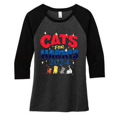 Cat Design Cats For Kamala Funny Harris Supporter Women's Tri-Blend 3/4-Sleeve Raglan Shirt