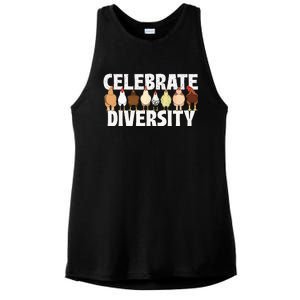 Celebrate Diversity Chicken Lover Farmyard Animal Lover Ladies PosiCharge Tri-Blend Wicking Tank