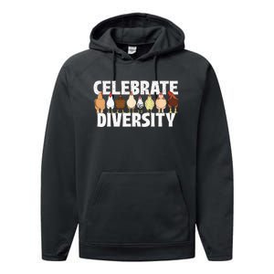 Celebrate Diversity Chicken Lover Farmyard Animal Lover Performance Fleece Hoodie