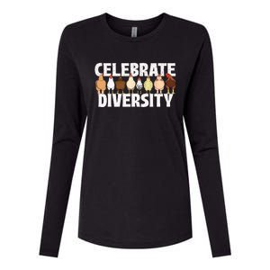 Celebrate Diversity Chicken Lover Farmyard Animal Lover Womens Cotton Relaxed Long Sleeve T-Shirt