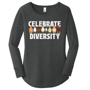 Celebrate Diversity Chicken Lover Farmyard Animal Lover Women's Perfect Tri Tunic Long Sleeve Shirt