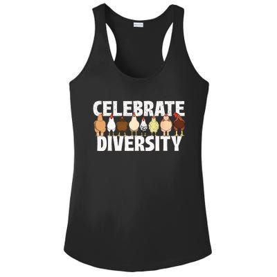 Celebrate Diversity Chicken Lover Farmyard Animal Lover Ladies PosiCharge Competitor Racerback Tank