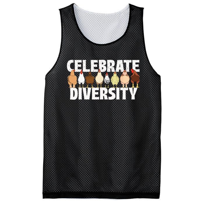 Celebrate Diversity Chicken Lover Farmyard Animal Lover Mesh Reversible Basketball Jersey Tank