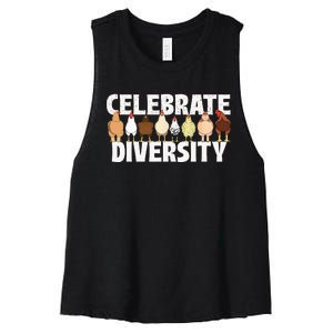 Celebrate Diversity Chicken Lover Farmyard Animal Lover Women's Racerback Cropped Tank