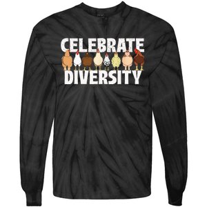 Celebrate Diversity Chicken Lover Farmyard Animal Lover Tie-Dye Long Sleeve Shirt