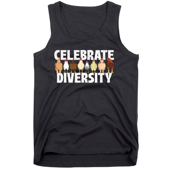 Celebrate Diversity Chicken Lover Farmyard Animal Lover Tank Top