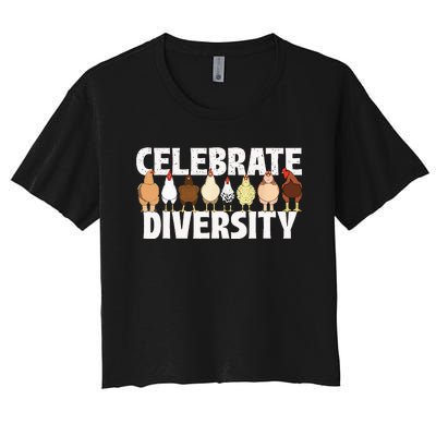 Celebrate Diversity Chicken Lover Farmyard Animal Lover Women's Crop Top Tee