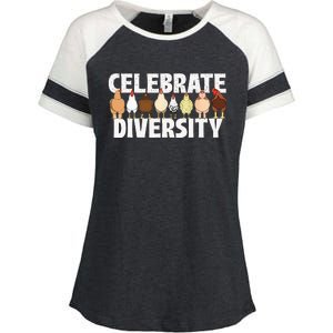 Celebrate Diversity Chicken Lover Farmyard Animal Lover Enza Ladies Jersey Colorblock Tee