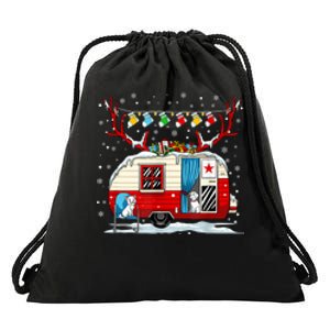 Cat Dog Camping Christmas Pajama Cute Puppy Kitten Camper Gift Drawstring Bag