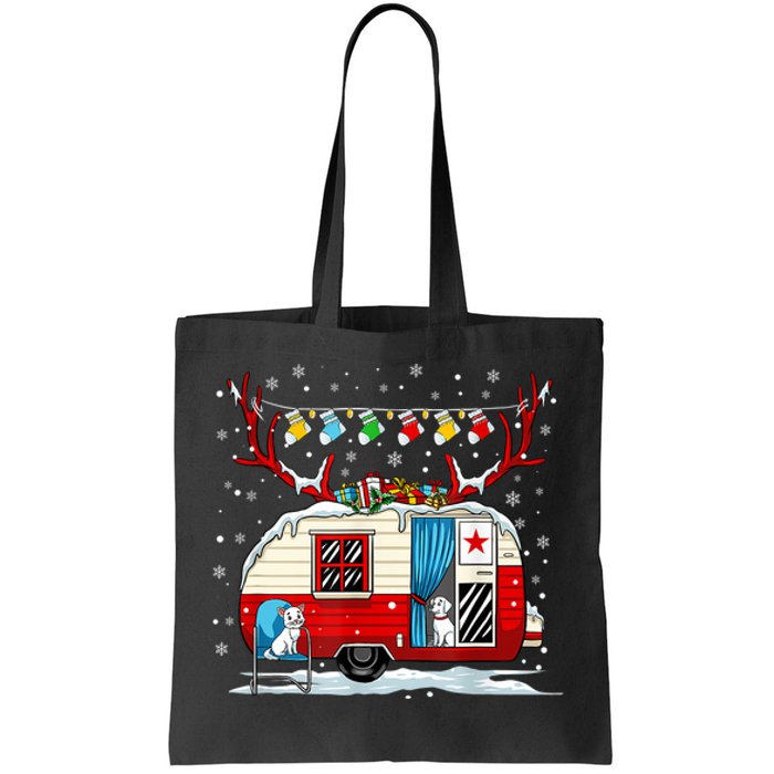 Cat Dog Camping Christmas Pajama Cute Puppy Kitten Camper Gift Tote Bag