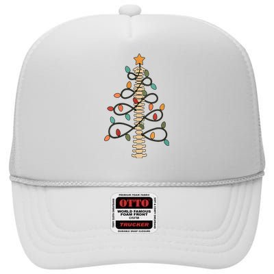 Chiropractor Doctor Christmas Lights Chiropractic Assistant High Crown Mesh Back Trucker Hat